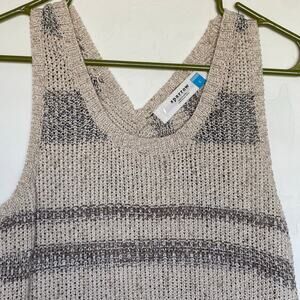 Sparrow Anthropologie Sweater Sleeveless Stripe Linen Knit Tunic Neutrals Boho
